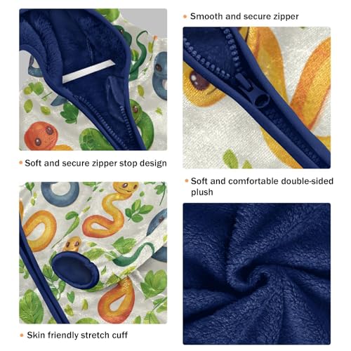 Cute Colorful Snake Pattern Toddler Fleece Jacket Girl Boys Hooded Fleece Jacket Coat Warm Outwear Zip-up 3-10T3