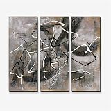 LXiFound Affiche Decoration Murale Toile Peinture sur Toile Noir Et Blanc Ligne Art Abstrait De Noble Espace Photos Monopoly Peinture Oeuvre Peinture 20x30cm x3 sans Cadre