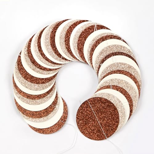 Image of Boho Brown Champagne-Gold Party-Decorations Streamers-Garland - 52ft Fall Rustic Birthday Hanging Paper Banner,Autumn Baby Bridal Showe Neutral Wedding Bachelorette Decor Hugfond