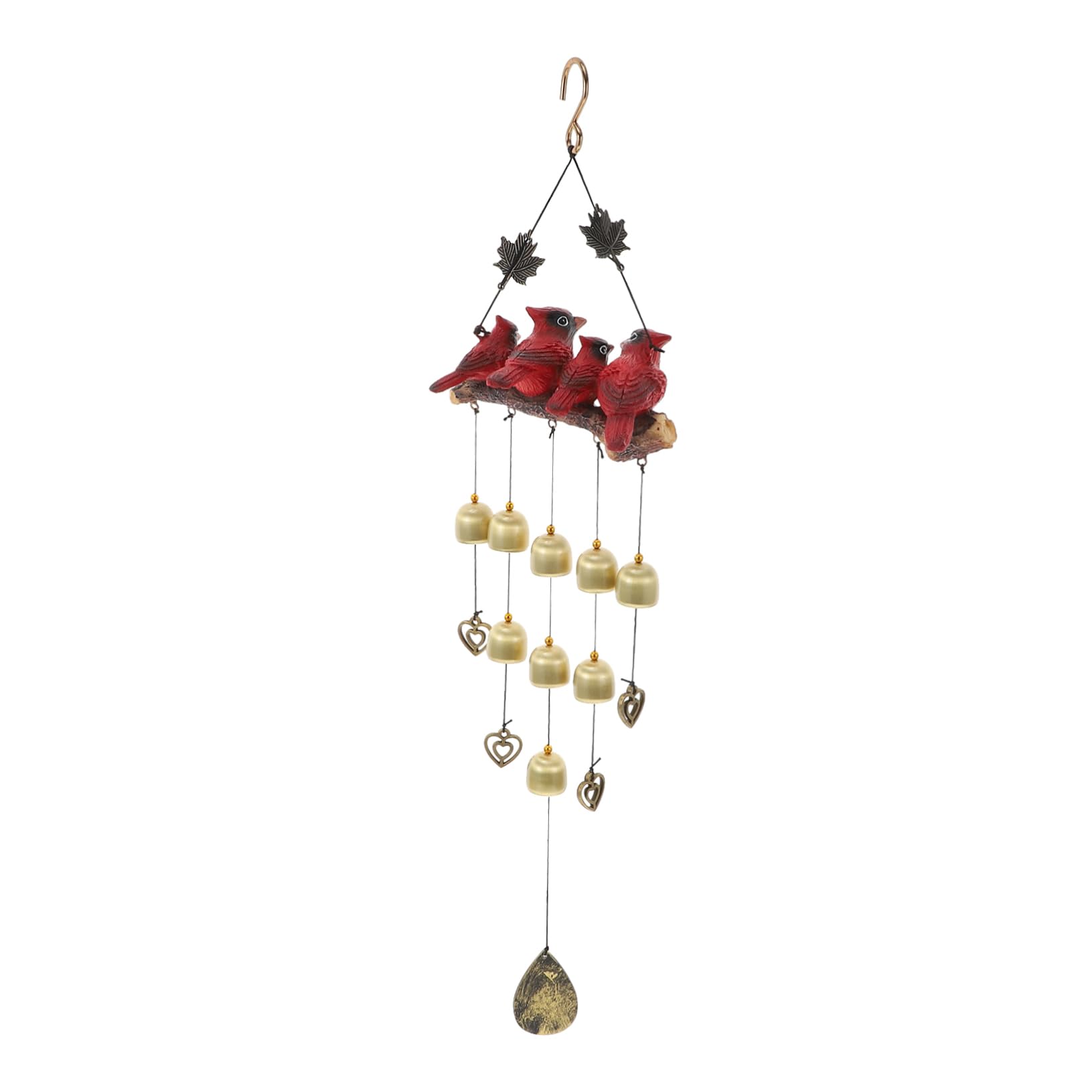 Carillon d'oiseaux suspendu en métal sculpté et cloches de jardin
