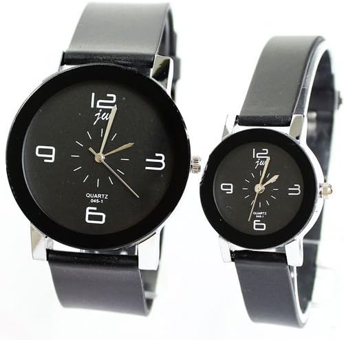 Metro Shop 2 Colors JW Simple Black White Round Dial Casual Couple Wristwatch