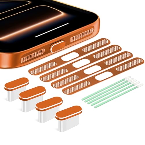 USB C Dust Plug USB C Port Cover Type C Charging Port Plug Cover Speaker Dust Cover Accessories for iPhone 17 Pro Max (Orange for iPhone 17 Pro Max)