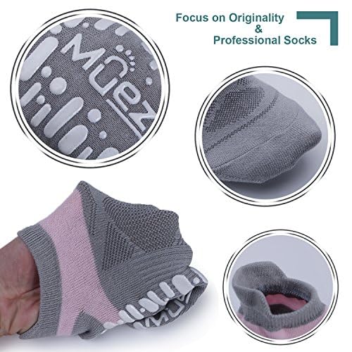 Image of Muezna Non Slip Yoga Socks for Women, Anti-Skid Pilates, Barre, Hospital Socks with Grips, Size 5-10
