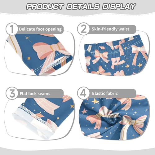 Wusikd Bows Girls' Leggings Toddler Doodles Stars Kids Yoga Pants Dance Active Tights 4T3
