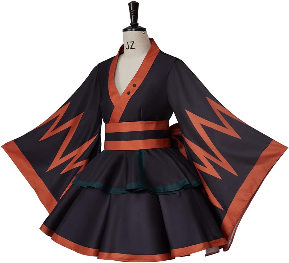 VintageCos Anime Hero Kimono Dress Outfit Midoriya Izuku Costume Katsuki Cosplay Froppy Costume for Women - Image 3