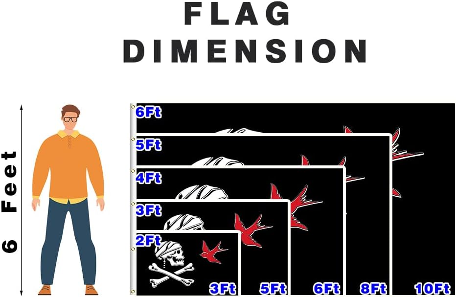 Double Sided Pirate Jack Sparrow Jolly Roger Flag 3x5FT Historical Pirate Flag Piracy Golden Age Halloween Banner Fade Proof Polyester with 2 Brass Grommets Indoor Outdoor