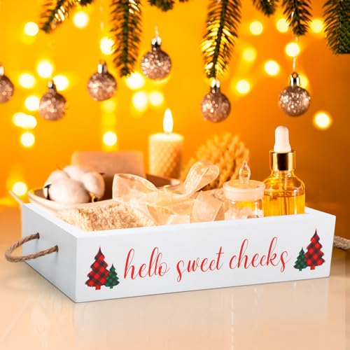 Christmas Bathroom Decor Wooden Storage Box Funny Holiday Toilet Paper Holder with Xmas Tree Farmhouse Christmas Holiday Decor Toilet Paper Holder Christmas Bathroom Decor Organizer Storage Gift Ideas