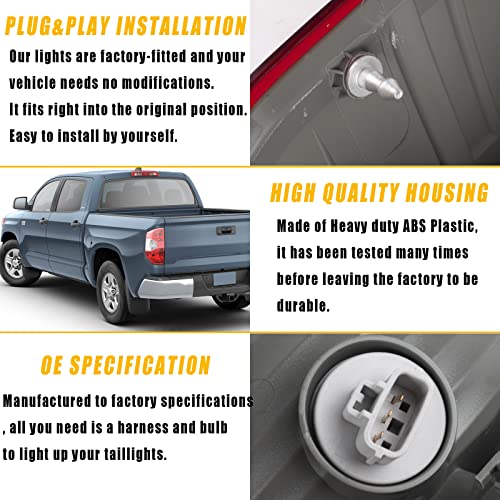 Boine Compatible With 2014 2015 2016 2017 2018 2019 2020 2021 Toyota Tundra Pickup Left Driver Side Red Tail Light Housing Replace 81550-0C100 (Left Driver Side) #TOP1