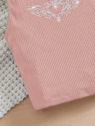 SOLY HUX Girl's Y2k Tank Top Sleeveless Heart Rhinestone Summer Crop Tops3