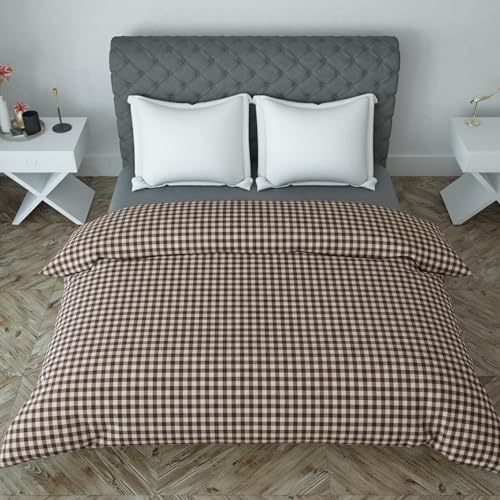 Image of 280 TC Luxurious Glace Cotton Duvet Cover /Comforter Cover /AC Quilt Cover King Size /Dohar /90 X100 Inches - (Brown)