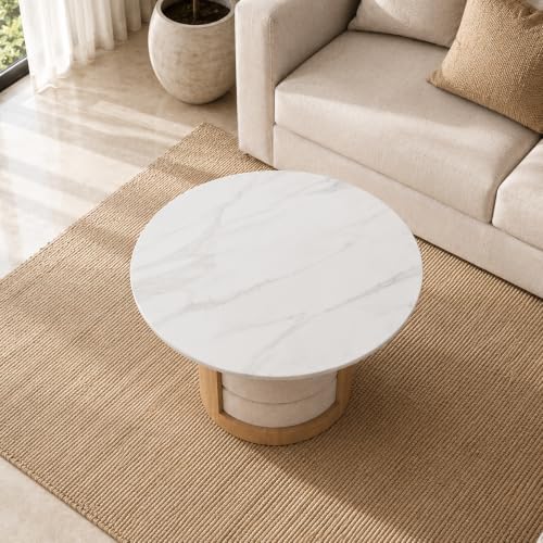 Image of The Attic Baithak Coffee Table, Coffee Table for Living Room, Marble Top, with 3 Integrated Seats, Natural Color