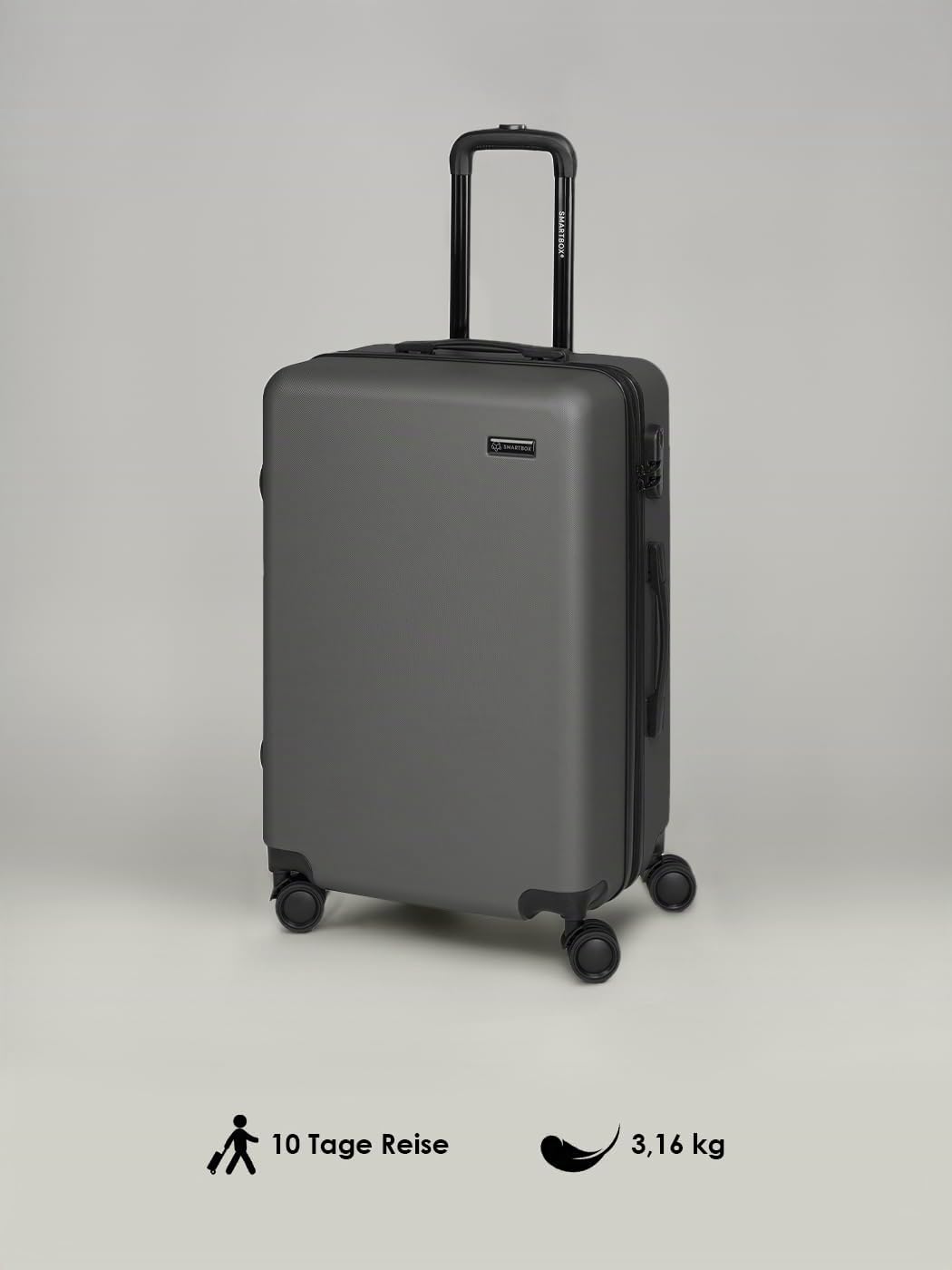 SMARTBOX Hartschalen-Koffer M 66x43x27 cm ABS 4-Doppelrollen | Edition 05, Volumen 61 L, Zahlenschloss, leicht, Rollen vertieft