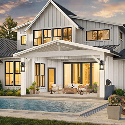 Wihtu 4 Pack Motion Sensor Outdoor Wall Lights, Dusk To Dawn Exterior Light Fixtures Wall Mount, Matte Black Front Porch Light, Anti Rust Wall Lantern With Seed Glass E26 Base, For Entryway, Hallway #TOP7