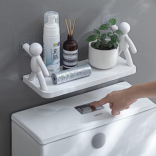 Image of QONETIC Pack of 2 Floating Shelf, Wall Mounted Bathroom Rack - Self Adhesive Storage Organizer Without Drill, Heavy Duty Rust-Proof Floating Shelf for Bathroom, Kitchen & Office