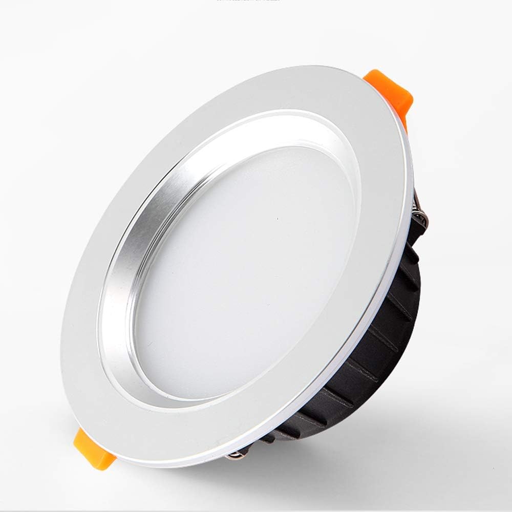 Spotlight，Super Bright Energy Saving Led Embedded Ceiling Panel Light Household Indoor round Recessed Downlight Aluminum Commercial Decor Led Panel Light for Corridor Aisle Outdoor/Silver -