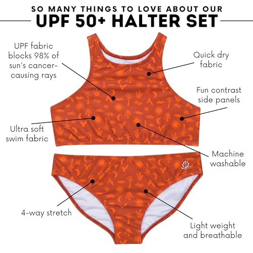 Image of SwimZip Girls' Halter Top and Bikini Bottom 2 Piece Set UPF 50+ Sun Protection
