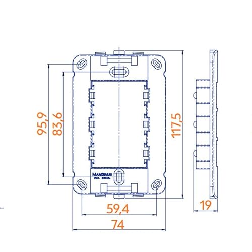Tomada Dupla 20a Vermelha e Branca 250V Margirius Linha B3