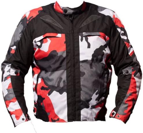 Ash Mens Camo Motorcycle Cordura Textile Armour Jacket Red Size SMALL
