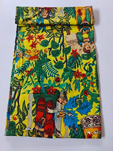 Image of Floral Printed Cotton Fabric Cloth Hand Block Print Fabric Women Material Running Jaipuri Hand Block Printed Women Dress Material Kurtis Natural 44 inch Inches Width 2.5 Meter (Pattern 38)