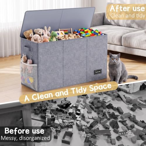 Toy Box Chest, Toy Storage Organizer with Lid Collapsible Sturdy Toy Storage Bins Chest, Extra Large Kids Toy Storage Organizer Boxes Bins Baskets for Kids, Boys, Girls, Nursery Room, Playroom, Closet — 사진 5