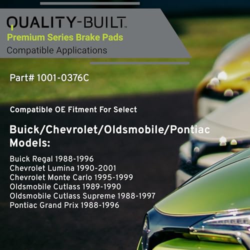 Image of QUALITY-BUILT Front Ceramic Brake Pads, Premium 1001-0376C, Compatible with 1988-2001 Buick /Chevrolet /Oldsmobile /Pontiac (Cutlass,Cutlass Supreme,Grand Prix,Lumina,Monte Carlo,Regal)