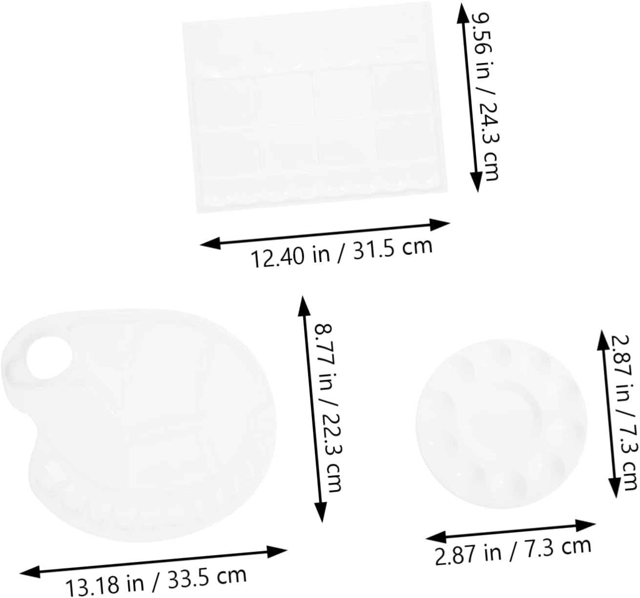 ARTIBETTER 3pcs Art Organizing Trays Home Paint Pallet Mixing Tray Pigment Mixing Plate