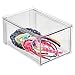 mDesign Plastic Stackable Bathroom Storage with Pull Out Bin Organizer Drawer for Cabinet, Vanity, Shelf, Cupboard, Cabinet, or Closet Organization - Lumiere Collection - 4 Pack - Clear