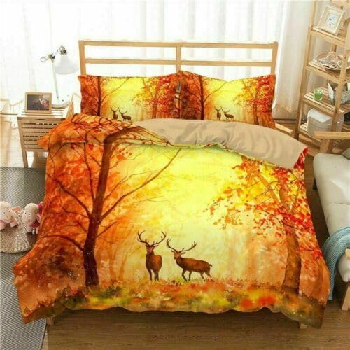 Housse de couette cerf doré 220x240 fini les parures rêches grâce à la microfibre douce 110g/㎡