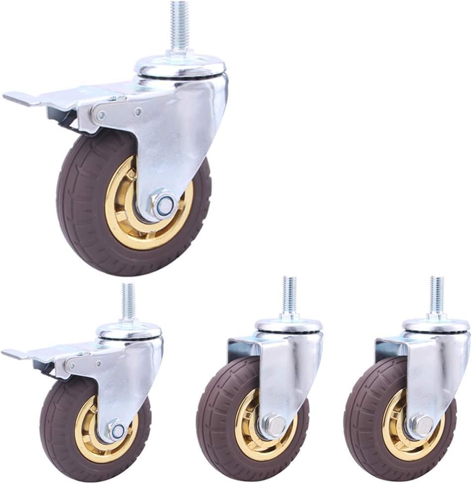 Roulettes pivotantes 76mm charge 480kg en caoutchouc robuste pour meubles et chariots