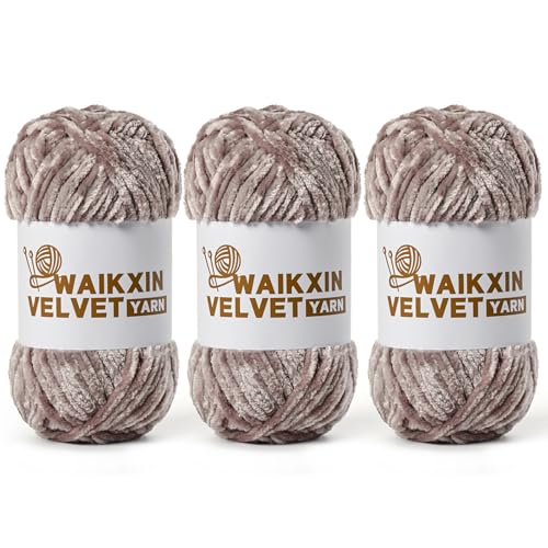 Image of 3 Pack Chunky Chenille Yarn for Crocheting, Baby Yarn for Crocheting Soft, Plush Velvet Yarns, 300g (262.4 yds) Fluffy Yarn for Crochet Amigurumi (3 Smoky Gray)