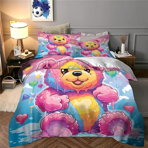Parure de lit hypoallergique pour enfant avec housse ours 3D