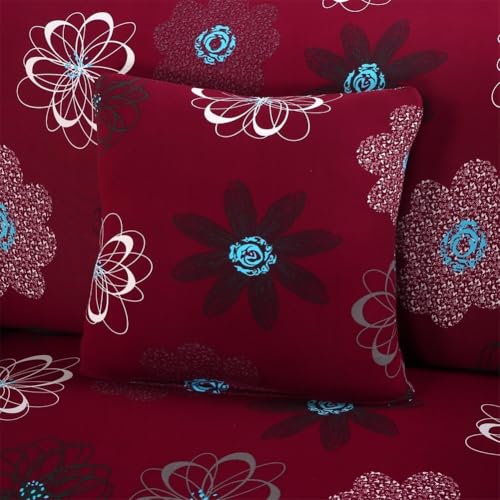 Housse de canapé extensible 3 places rouge en polyester et spandex avec taie