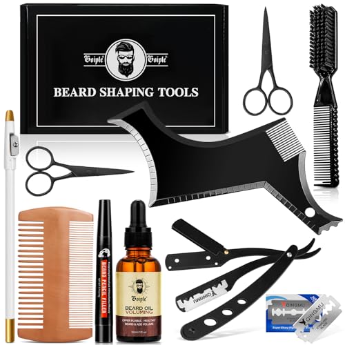 Outils De Mise En Forme De La Barbe Sha Performbeard - Lisseur De Barbe, Guide De Modèle De Barbe, Rasoir Professionnel à Bord Droit, 10 Pièces