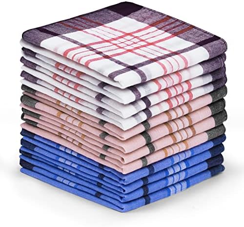 AOMIG Men's Handkerchiefs, 12 Pack Cotton Gents Hankies Set, Mens Premium Handkerchiefs Assorted Pocket Square Hankies for Men and Women, Classic Hankie for Grooms, Weddings, Prom, Celebration, Party