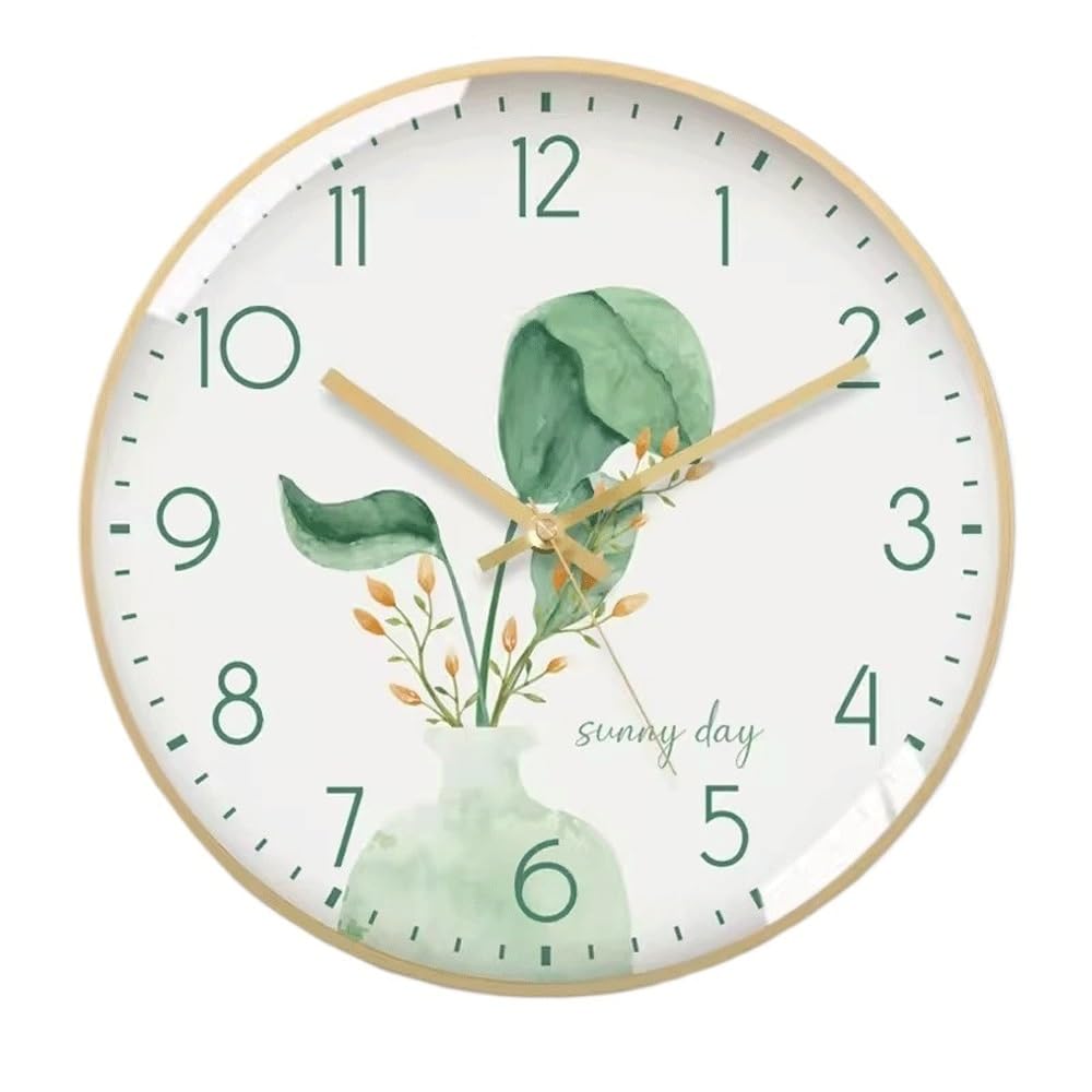 Tiempo Reloj de Pared Cuarzo silencioso for el hogar, for Oficina, Sala Estar(Gold,12 Inches)