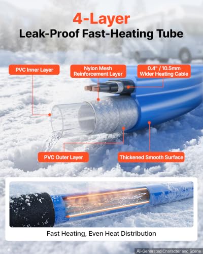 Image of VEVOR 15FT Heated Water Hose for RV Antifreeze to -45F Drinking Water Hose