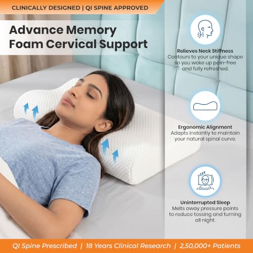 Image of Cervical Pillow for Neck and Shoulder Pain Relief | 5-Year Warranty | Orthopedic High Density Memory Foam Pillow for Side & Back Sleepers | for Spondylitis, Neck & Shoulder Pain