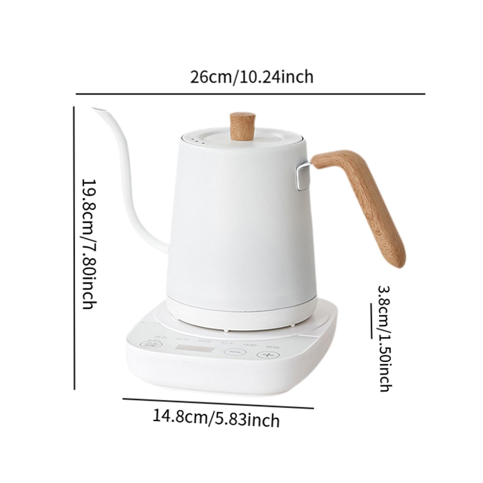 Gralara Hervidor de Cuello de Cisne eléctrico para café, retiene por 24 Horas, Tetera portátil para Exteriores y hogar, Blanco, Individual