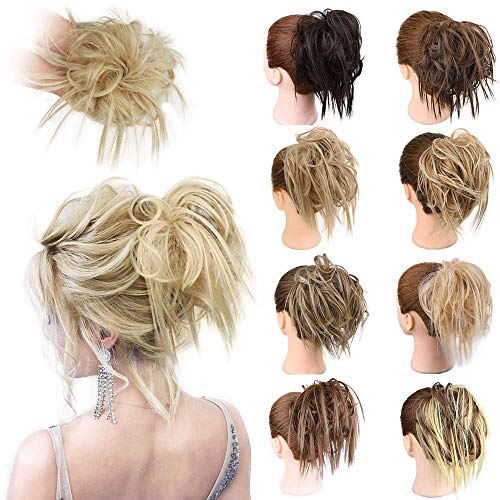 MORICA Tousled Updo Messy Bun Hair Piece Hair Extension with Elastic Rubber Band Updo Wavy Bun Extensions Synthetic Hair Extensions Scrunchies Chignons Hairpiece for Women.