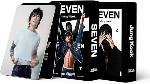 Miniatura 5 de Funwaretech Jungkook - Juego de 7 tarjetas fotográficas, 55 unidades, álbum en solitario Jungkook 2023, siete tarjetas Lomo, Bangtan Boys Kpop,