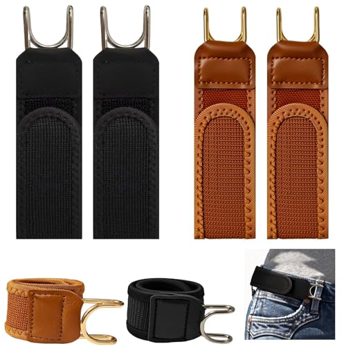 Image of 4Pcs Elastic Belt for Men, Belt for Men Jeans, Tactical elastic Belts, Elastic Belt with Hook, for Outdoor Activities and Daily Wear, Black and Brown
