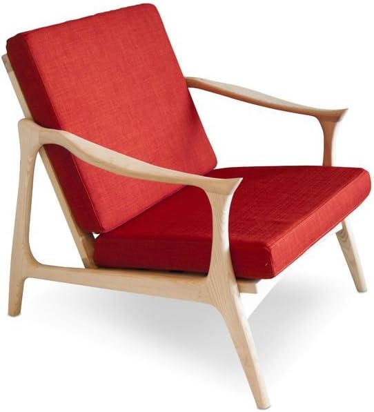 pib Scandinavian armchair Aarhus - Solid wood, Easy to combine, Timeless aesthetic, Ash wood | A vermilion red armchair with Scandinavian charm - Beige (L70 x H78 x P80 cm)