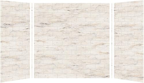 Transolid SWK603660-48 SaraMar - Kit de pared de 3 piezas de pegamento de 36 x 60 pulgadas, mármol Biscotti