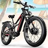 Seemoon Peak 3000W(Dual Motors) Electric Bike for Adults,52V 20Ah 26" Fat Tire Fast Ebike,Max 36 mph up to 100 Miles,Hydraulic Disc Brake,Off Road Mountain Hunting for Men