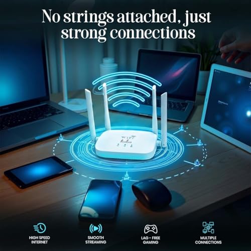 Image of PunnkFunnk WT-14 WiFi Router |300M High Speed Wireless Router for Home & Office | Four high gain Antennas | IPv6 Compatible | Stable Internet Connection | Wide Coverage WiFi Router | Easy Setup