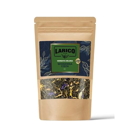 LARICO Premium Tè Verde foglie intere - Silenzio Primaverile 50g / con pezzi di frutta, foglie di malva, semi di calendula e girasole