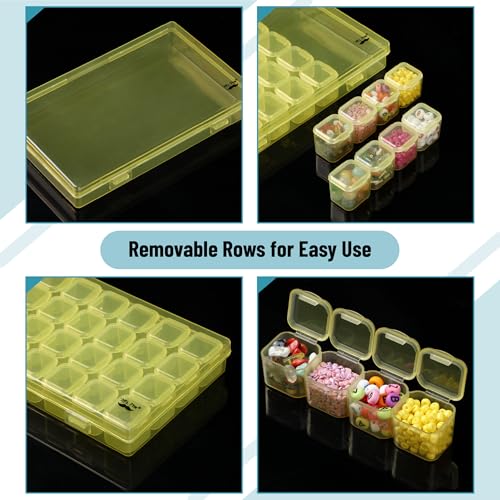 Image of Mr. Pen- Bead Storage Containers, 28 Grids, 2 Pack, Transparent Yellow | 160 pcs Label Stickers, Transparent, Small Bead Organizer Box, Diamond Art, Diamond Painting Organizer