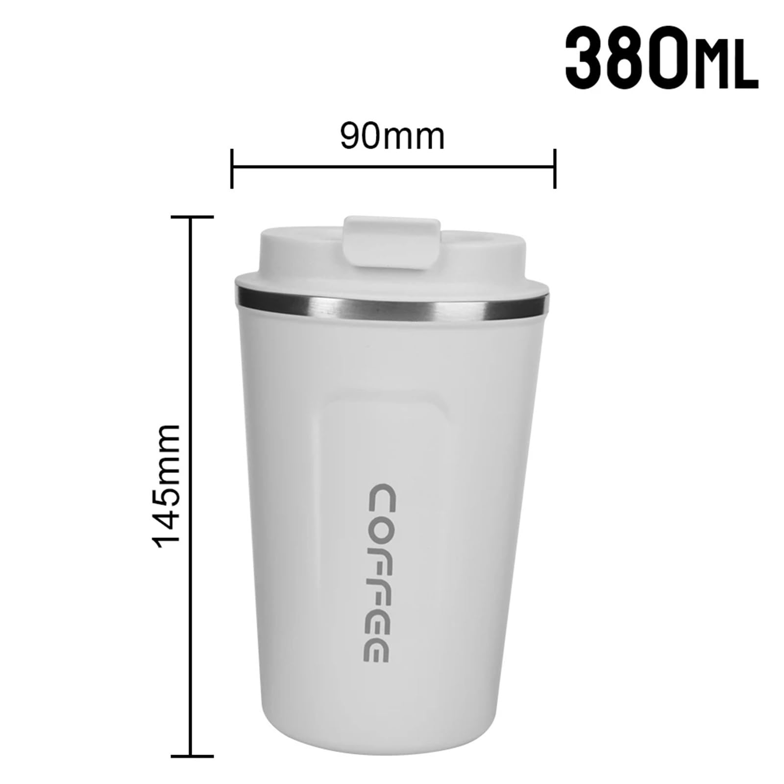 Taza Térmica Taza térmica de Viaje a Prueba de Fugas, Doble Acero Inoxidable for té, Agua, café, Taza Termo for Coche, 2 uds.(380ML White)