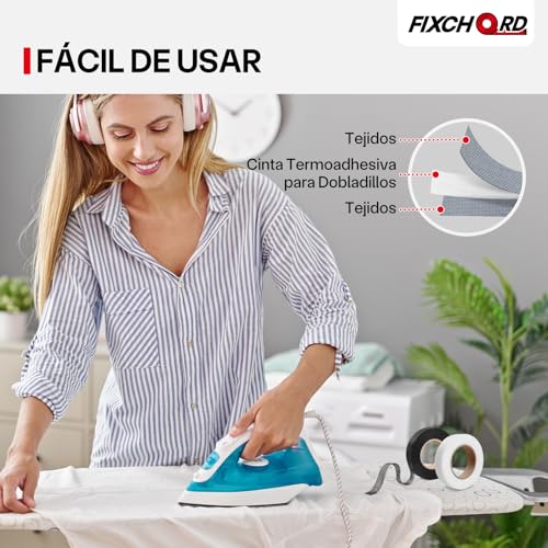 Miniatura 7 de Fixchord Cinta Termoadhesiva Para Dobladillos, 2pcs Cinta De Tela Termoadhesiva, Cinta Termoadhesiva Ropa, Cinta Para Dobladillos Planchable Para Cortinas, Planchado Y Uniones, Blanco Y Negro 30m 20mm