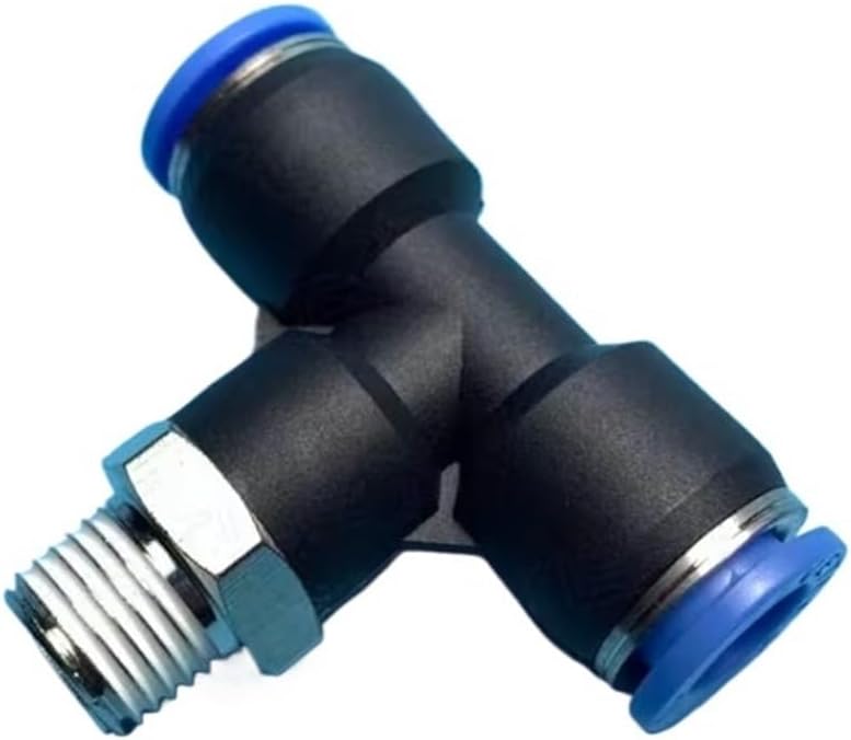 Tee 3 Ways 1/8" 1/4" 3/8" 1/2" Male 6mm Tube Brass Pneumatic Push In Connect Air Fitting Quick Release(BSPT,6MM_1/4")